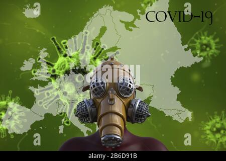 Coronavirus-Epidemie in Europa: Covid-19-Krankheit Stockfoto