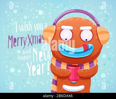 Frohe Weihnachten Grußkarten im Retro-Design. Vektor Stock Vektor