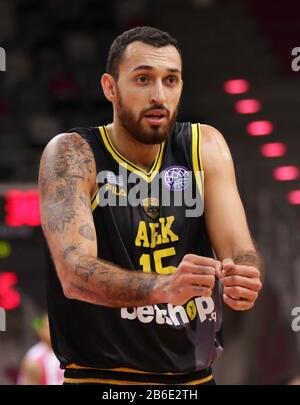 Bonn, Deutschland. März 2020. Telekom Dome, Basketball, FIBA Champions League, Telekom Baskets Bonn vs AEK Athen FC: Linos Chrysikopoulos (Athen) Credit: Jürgen Schwarz/Alamy Live News Stockfoto