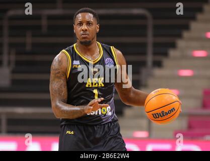 Bonn, Deutschland. März 2020. Telekom Dome, Basketball, FIBA Champions League, Telekom Baskets Bonn vs. AEK Athen FC: Mario Chalmers (Athen) Credit: Jürgen Schwarz/Alamy Live News Stockfoto