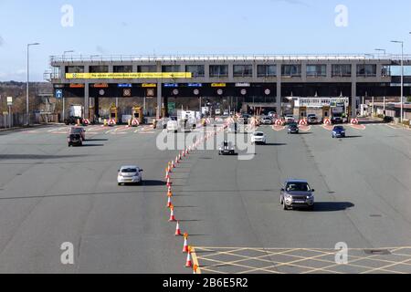 Kingsway Mautstellen für Mersey Tunnel, Seacombe, Wallasey Stockfoto