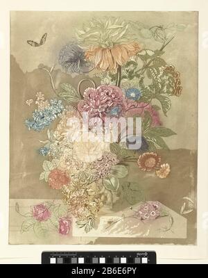 Blumenarrangement Blumengrundstück Typ: Bild Artikelnummer: RP-P-ob-67.518Katalogogusreferentie: Sammlung Rijksmuseum 2 (2) Hinweis 2 Zustände im Rijksmuseum Herstellung Schöpfer: Druckmaschine: Anthonie van den Bosnaar eigenes Design: Anthonie van den Bos (möglich) Ort Herstellung: Niederlande Datum: 78-188 Physische Merkmale: Anthonie van den Bos (möglich) Ätzung und Aqua Hue, farbig à la poupée Material: Papiertechnik: Ätzung / Aqua Hue / à la poupée Abmessungen: Blatt: H 593 mm × W 477 mm Betreff: Blumen in einer Vase Stockfoto