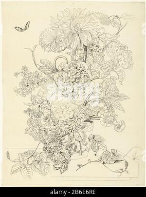 Blumenarrangement Blumengrundstück Typ: Bild Artikelnummer: RP-P-ob-67.519Katalogogusreferentie: Sammlung Rijksmuseum 1 (2) Hinweis 2 Zustände im Rijksmuseum Herstellung Schöpfer: Druckmaschine: Anthonie van den Bosnaar eigenes Design: Anthonie van den Forest (möglich) Ort Herstellung: Niederlande Datum: 78-48 Physikalische Merkmale: Ätzpapier: Abmessungen: Ätzmittel: Blatt: H 605 mm × W 475 mm Betreff: Blumen in einer Vase Stockfoto