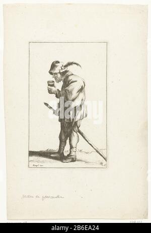 Bauer mit Glas in der Hand und Stock Einige Bauern (Serientitel) Bauer mit Glas in der Hand und Stock einige Bauern (Serientitel) Immobilientyp: Druck Seriennummer: 5 / 6Objektnummer: RP-P-1925-68Katalogogusreferentie: Hollstein Dutch 122 Aufschriften / Marken: Sammlermarke, Verso, gestempelt: Lugt 2233 Sammlermarke, Verso, gestempelt: Hersteller von Lugt 2228: Druckerhersteller Cornelis Danckerts (I) entworfen von Hendrik Potuyl (denkmalgeschütztes Gebäude) Herausgeber: Justus Danckertsverlener von Privilege Unknown (Listed Property) Ort Herstellung: Niederlande Datum: 1613 - 1656 Physische Merkmale: Ätzmateria Stockfoto