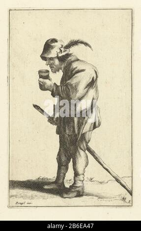 Bauer mit Glas in der Hand und Stock Einige Bauern (Serientitel) Bauer mit Glas in der Hand und Stock einige Bauern (Serientitel) Immobilientyp: Druck Seriennummer: 5 / 6Objektnummer: RP-P-1894-A-18244Katalogogusreferentie: Hollstein Dutch 122 Aufschriften / Marken: Sammlermarke, Verso, gestempelt: Lugt 2228 Hersteller: Druckhersteller Cornelis Danckerts (I) von Hendrik Potuyl (denkmalgeschütztes Gebäude) Herausgeber: Justus Danckertsverlener von Privilege Unknown Place Herstellung: Niederlande Datum: 1613 - 1656 Physikalische Merkmale: Ätzmaterial: Papiertechnik: Ätzmaße: Plattenkante: H 145 Stockfoto