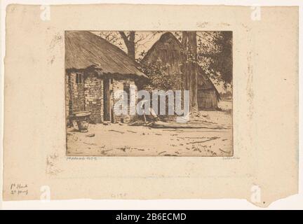 Bauernhaus und Scheune Brabant Farm mit Scheune in brabantischen Immobilien Typ: Foto Artikelnummer: RP-P-ob-25.611Katalogusreferentie: De Groot (Witsen) 73-1 (4) Kennzeichnung / Marken: Unterschrift rechts unten, handschriftlich, "Witsen"-Aufschrift links, handschriftlich: "1, n: 2. Staat proef'watermerk Hersteller: Witprintsen persönlich unterzeichnet Datum: Witprintsen Technische Merkmale: Ätzplatte und Ton; Proofmaterial: Papiertechnik: Ätzung / Tonplattengröße: Plattenkante: H 119 mm × W 159 mm Betreff: Scheune Stockfoto