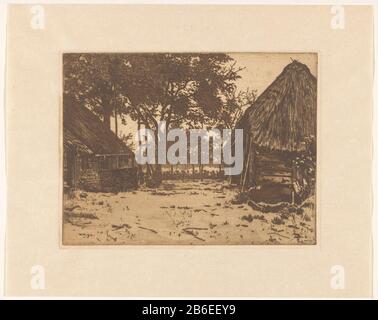 Hof auf dem Bauernhof in brabantischen Hof Objektart: Bild Artikelnummer: RP-P-ob-25.249katalogusreferentie: De Groot (Witsen) 75-4 (4) Kennzeichnung / Marken: Unterschrift, Verso, handschriftlicher "Witsen"-Hersteller: Druckerhersteller Willem Witsen (persönlich unterzeichnet) Datum: 1892 Physische Merkmale: Ätzung und Plattenton dunkelbraunes Material: Papierchine: Collé Ätzung / Plattentonabmessungen: Plattenkante: H 178 mm × W 237 mm Betreff: Barnfarm (Gebäude) Wo: Oisterwijk Stockfoto