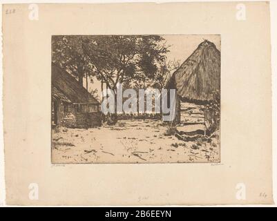 Hof in der Bauernschaft von brabantisch Objektart: Bild Artikelnummer: RP-P-ob-25.615Katalogusreferentie: De Groot (Witsen) 75-1 (4) Kennzeichnung / Marken: Unterschrift rechts unten handschriftlich "Witsen'opschrift, links nachgelesen, handschriftlich: "1. Staat'watermerk Hersteller: Druckerhersteller Willem Witsen (Unterschrift: Material: Abmessungen: Gewicht: Gewicht: Gewicht: Gewicht: Gewicht: Gewicht: Gewicht: Gewicht: Gewicht: Gewicht: Gewicht des Papiers) H 178 mm × W 235 mm Betreff: Bauernhof (Gebäude) Scheune Stockfoto