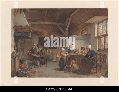 Inneneinrichtung Bauernfamilie in der Küche Bauerninnenraum, Familie in der Küche Objektart: Zeichnung Aquarell Artikelnummer: RP-T-1892-A-2675 Hersteller: Künstler: Hendrik Jacobus Scholten Datum: 1834 - 1907 Physikalische Merkmale: Verstärkt mit Weiß, Pinsel und Farben in Aquarell, Bleistift-Material: Papier Aquarellbleistift-Technik: Pinselmaße: H 333 mm × W 465 mm Betreff: Innenbereich des Familienlebens der Hausfarm (Gebäude) Stockfoto