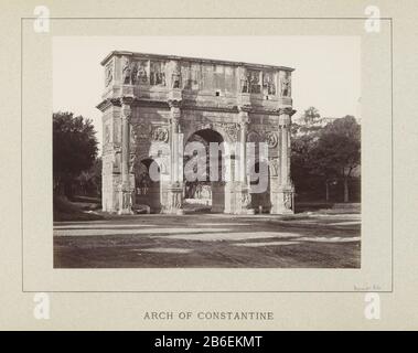 Arch of Constantine in Rome Arch of Constantine (Titelobjekt) Teil des Albums mit Aufnahmen von Orten: Bedingungen und Kunstwerke Rom. Hersteller : Fotograf: Anonymer Ort Herstellung: Rom Datum: CA. 1860 - ca. 1900 Physikalische Merkmale: Albumindruckmaterial: Papiertechnik: Albumdrucke Abmessungen: Foto: H 189 mm × W 251 mm Motiv: Triumphbogen Stockfoto