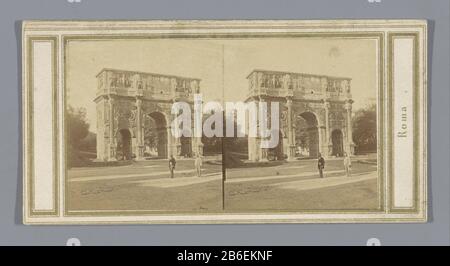 Arch of Constantine in Rome ROMA (Titelobjekt) Konstantinsbogen in Rom Roma (Titelobjekt) Objektart: Stereobild Artikelnummer: RP-F07191 Aufschriften/Marken: Aufschrift Verso, handschriftlich: "Arco di Constantino'numer, verso, handschriftlich: 'H. 8.' Hersteller : Fotograf: Anonymer Ort Herstellung: Rom dating: CA. 185-ca. 1860 Physikalische Merkmale: Albumindruckmaterial: Papppapiertechnik: Albumindruck Abmessungen: Sekundärträger: H 85 mm × W 170 mm Betreff: Triumphbogen Stockfoto