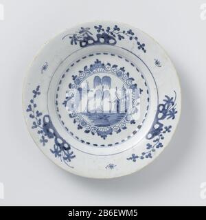 Faience Plate Bord van faience. Blauw beschilderd. Hersteller : plateelbakkerij: AnoniemPlaats Herstellung: Delft dating: CA. 1.750 - ca. Material: Faienzmaße: D 22,5 cm. Stockfoto