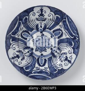 Faience Plate Bord van faience. Blauw beschilderd. Hersteller : AnoniemPlaats Herstellung: Delft dating: CA. 1730 - ca. Material: Faienzmaße: D 25,8 cm. Stockfoto