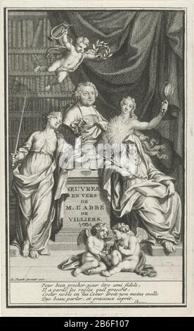Büste von Pierre de Villiers Umgeben von Tugend Titelseite P de Villiers, Oeuvres und frisch, 1717 eine Bibliothek ist eine Büste des Schriftstellers Pierre de Villiers auf einem Sockel. Alles in allem sind die Personifikation Des Glaubens (Fides), die Where: Einheit (Veritas) und Gerechtigkeit (Justice). Im Himmel fliegt ein Putto mit einer Lyre und einem Lorbeerkranz in den Händen zum Bild im Vordergrund und gibt zwei Putten einander Hand. Hersteller : Perücke Hersteller: Bernard Picart (Studio) zu Entwurf: Bernard Picart (denkmalgeschütztes Gebäude) Ort Herstellung: Amsterdam Datum: 1717 Physikalische Eigenschaften: Ätzmaterial: Papiertechnik: Stockfoto
