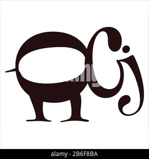 Aus kombinierter Typografie erstellter Elefant Stock Vektor