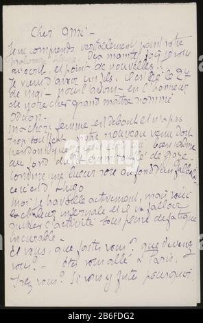 Brief an Andries Bonger Brief an Andries Bonger Objekttyp : kurze Objektnummer: RP-D-2017-2452-49 Hersteller: schrijver: Émile BernardPlaats Herstellung: Caïro dating: 5-jun-1898 Material: Papier inkt Techniek: Schrijven / PenOnderwerp Stockfoto