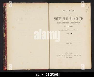 Bulletin de la Société Belge Geology, Hydrologie paléontologie et d'(title object) Objekttyp: Buch Artikelnummer: RP-F 2001-7-1345C Aufschriften / Marken: Number recto second flyleaf handschriftlich: '2000'Vervaardiging: 1889 Material: Papierhandtücher Dating-Technik: Druck / Kopieren / Holzengma / Lithographie (Technik) / Dubbelkammarmer Abmessungen: H 250 mm × W 178 mm × d 63 mm Stockfoto