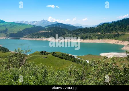 Lac de Roselend, Cormet de Roselend, Roselend See, Cormet de Roselend Stockfoto