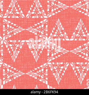 Vektorrotes Shibori-Dreieck abstraktes nahtloses Muster mit Leinwandhintergrund. Geeignet für Textil, Geschenkverpackung und Tapete. Stock Vektor
