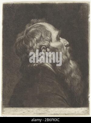 Büste eines bärtigen Mannes im Profil Büste eines bärtigen Mannes im Profil Objekttyp: Bild Artikelnummer: RP-P-1911-173Katalogusreferentie: Hollstein Dutch 12-2 (2) Markierungen / Marken: Sammlermarke, Verso, gestempelt: Lugt 2228 Hersteller: Druckhersteller: Jan Verkolje (I) Ort Herstellung: Delft Datum: 1660 - 1693 Physische Merkmale: Mezzotinmaterial: Papiertechnik: Mezzotinmaße: Plattenkante: H 108 mm × b 83 mm Betreff: Bart Stockfoto