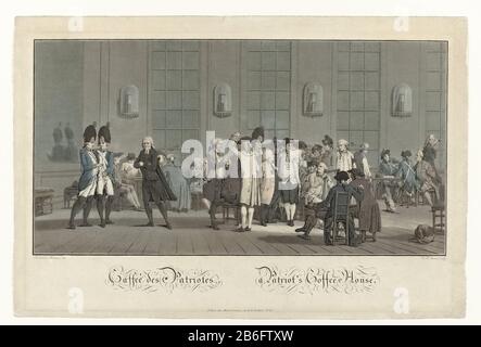 Bar mit PatriottenCaffée des Patriotes / Patriot's Coffee House (Titelobjekt) Objekttyp: Bild Artikelnummer: RP-P-1984-162 Aufschriften / Marken: Sammlermarke, Verso, gestempelt: Lugt 2228 Sammlermarke, Verso, gestempelt: Lugt 2760 Hersteller: Druckmaschine Jean Baptiste Morret (denkmalgeschütztes Eigentum) zum Zeichnen: Jacques François Joseph Swebach (Listed): Gebäude: Jean Baptiste Morret (Listed Property) Ort Herstellung: Paris Datum: 1785-18325 Physische Merkmale: Aquatint in grau, blau und rot Material: Papiertechnik: Aquatint / Farbe Abmessungen: Plattenkante: H 364 mm × W 566 mm Betreff: Inn Stockfoto