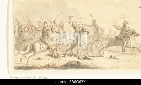 Cavalry während einer Schlacht Ruiterij Scharmütige Cavalry im Kampf Cavalry schermutseling Objekttyp: Abbildung Artikelnummer: RP-P-1884-A-8247Catalogusreferentie: Hippert & Linnig 37-1 (3) Markierungen / Marken (Verso nicht angesehen.) Hersteller: Druckerhersteller: Gerardus Emaus The Micault (auf Objekt angegeben) Ort: Das Jahr 1864 Merkmale Der Niederlande: Das Datum: Das Datum: Das Datum: Das Datum: Das Datum der Schlacht Ätzung in Rot- und Pinselmaterial: Papiertechnik: Ätzung / Pinselmaße: Plattenkante: H 64 mm × W 120 mm Thema: Kriegsführung; militärische Angelegenheiten (+ Kavalleristen, Reiter) Stockfoto