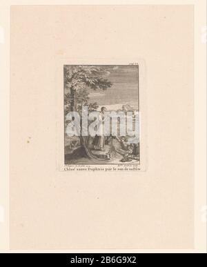 Seiten mit der oberen rechten Nummer. 28. Hersteller: Druckmaschine: Benoit Audran (I) (denkmalgeschütztes Gebäude), entworfen von Philippe Duc d'Orléans (unter Denkmalschutz) zum Gemälde von Philippe Duc d'Orléans (unter Denkmalschutz stehendes Gebäude) Herausgeber: Anonymer Ort Herstellung: Druckmaschine: Frankreich Herausgeber: Paris Datum: 1718 Material: Papiertechnik: Ätzmaße: Plattenkante: H 98 mm × 77 b TommelichPrent von: Longus. Les amours pastorals the Daphnis et Chloé, avec figures. Paris: S. N., 1718. Betrifft: Daphnis (in der griechischen Mythologie ein Hirte, der die Pastoraldichtung Chloe Bulle erfand Stockfoto