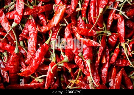 Korb mit getrocknetem Chili Stockfoto