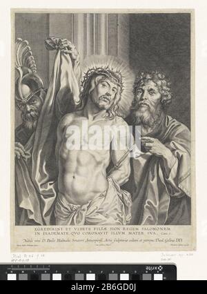 Christus, der den Menschen (Ecce Homo) gezeigt wurde, Christus traf de doornenkroon wordt door twee soldaten aan het volk getoond. Onder de voorstelling een bijbelvers uit Hoogl. 3 in het Latijn. Hersteller : Hersteller: Cornelis Galle (I) (vermeld op object)naar schilderij van: Peter Paul Rubens (vermeld op object)uitgever: Theotor Galle (vermeld op object)opgedragen aan: Paul van halmale (vermeld op object)opgedragen door: Theodoor Galle en: Spaperen Material: 15klen: Spapeaverzieren: Maßen: Spapeaverzieren: Spapeaverzieren Sie Material: Tracken: Spien: Spien: Spapecken Sie: Vermeld: Spien: Spien: Vermeld: Vermeld Objekt. Zopfmuster: Stockfoto