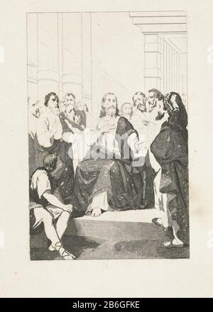 Christus argumentiert mit Männern im Tempel Christus argumentiert mit Männern im Tempelobjekttyp: Bilderbuch-Illustration Artikelnummer: RP-P-1912-525Catalogusreferentie: Sammlung Rijksmuseum 1 (3) Anmerkung 3 Zustände im Rijksmuseum Amsterdam Inschriftstücke/Marken: Sammlermarke, verzettelte: Lugt 2228 Hersteller: Druckerhersteller: Druckmaschine: Henricus Wilhelmus Couwenberg Ort Herstellung: Amsterdam Datum: 1830 - 1840 Physische Merkmale: Stahl-Engras-Material: Papiertechnik: Stahl-Engras-Abmessungen: Blatt: H 253 mm × W 155 mm Betreff: Christus, der seine Lehre erklärt Stockfoto
