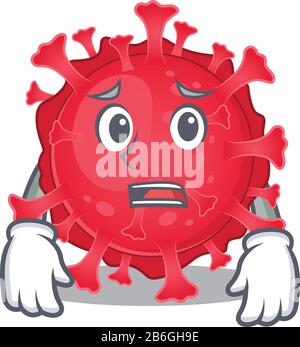 Cartoon-Bild der Coronavirus-Substanz mit ängstlichen Gesicht Stock Vektor