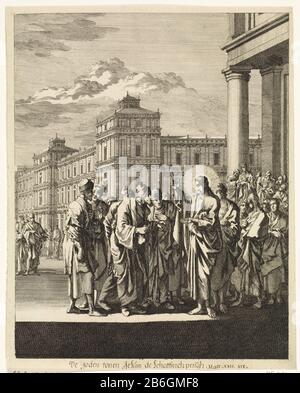 Christus im Gespräch mit Farizeeën Objekttyp : Bild Artikelnummer: RP-P-ob-45.411Katalogisreferentie: Van Eeghen 3635 Aufschriften / Marken: Sammlermarke, Verso, gestempelt: Lugt 2228 Hersteller: Druckhersteller Jan Luyken Herausgeber: Christoph Weigelplaats Herstellung: Amsterdam Dating : 1708 Physikalische Merkmale: Radierung; Proofing Material: Papiertechnik: Abmessungen: Abmessungen: Abmessungen: Abmessungen: Abmessungen: Abmessungen: Abmessungen: Abmessungen: 249 mm × H 198 b mmToelichtingProefduk eines Bildes, das zur Veranschaulichung in: Historiae Celebriores Veteris Testamentis enthalten ist. Christoph Weigel, 1708. Betrifft: Christus (im Tempel) in der Debatte mit t Stockfoto