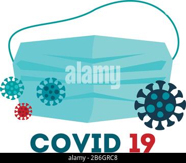 Coronavirus in China. Blaue Gesichtsmaske mit Neuartigen Coronavirus. 2019-nCoV. Gesundheitskonzept. Stock Vektor