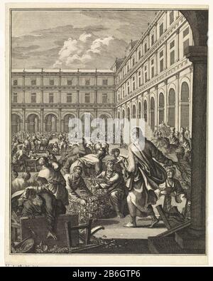 Christus treibt die Geldwechsler aus dem Tempel Christus treibt die Geldwechsler aus dem Tempelobjekttyp an: Bild Artikelnummer: RP-P-ob-45.410Katalogusreferentie: Van Eeghen 3634 Aufschriften / Marken: Sammlermarke, Verso, gestempelt: Lugt 2228 Hersteller : Druckerhersteller Jan Luyken Herausgeber: Christoph WeigelPlating Herstellen Amsterdam Datum: 1708 Merkmale: Physische Merkmale: Physische Merkmale: Proofing Material: Papiertechnik: Ätzmaße: Blatt: 252 mm × H 198 b mmToelichtingProefduk eines Bildes, das zur Veranschaulichung in: Historiae Celebriores Veteris Testamentis enthalten ist. Christoph Weige Stockfoto
