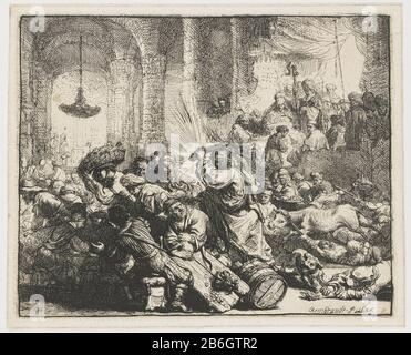 Christus verjagt die Geldwechsler aus dem Tempel Christus jagt die Moneychangers aus dem Tempelobjekttyp: Bild Artikelnummer: RP-P-ob-136Catalogusreferentie: Neu Hollstein Niederländisch und Flämisch (Rembrandt-Text) 139-1 (4) Markierung / Marken: Sammlermarke, links unten, gestempelt: Lugt 240 opschrift, also mittelrot: Rot: '12 St. (alte Preisgestaltung) Hersteller: Druckmaschine Rembrandt van Rijn (denkmalgeschütztes Gebäude) in seinem Entwurf: Rembrandt van Rijn Datum: 1635 Physikalische Merkmale: Ätzmaterial: Papiertechnik: Ätzmaße: H 136 mm × W 169 mm Betreff: Reinigung des Tempels ( 'f. Stockfoto
