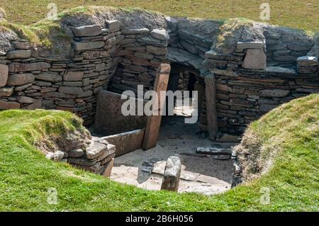 Ruinen an der Bucht von Skaill, der Lage der berühmten neolithischen Siedlung Skara Brae, Orkney Islands, Schottland Stockfoto