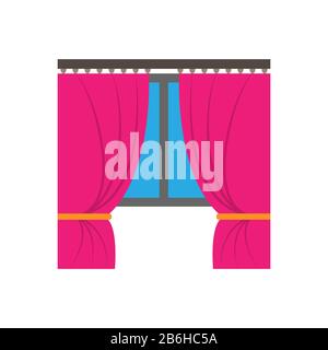 Farbiges Fenster-Symbol mit einem Vorhang. Einfaches flaches Design für Websites und Apps Stock Vektor