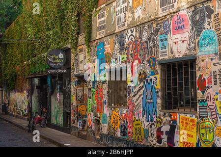 Graffiti, bunte bemalte Häuser, Bezirk Palermo, Buenos Aires, Argentinien Stockfoto