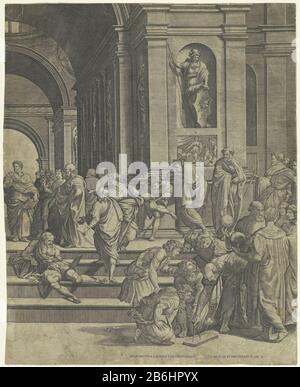 Die Schule von Athen (rechter Teil) Es Freskos der Athener Schule "von Raphael in der Stanza della Segnatura im Apostolischen Palast im Vatikan. Es ist eine Schule der Philosophen Agora, Wo: Berühmte griechische Philosophen und Wissenschaftler, wie Aristoteles, Platon und Sokrates, in Gruppen sprechen. Es ist eine Darstellung der Philosophie und der rationalen Suche nach dem Stockfoto