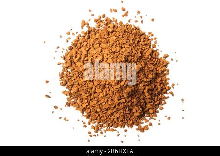 Ein Haufen granulierter Kaffees, isoliert auf Weiß Stockfoto