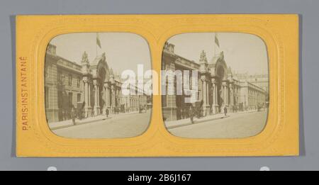 Eingang des Schlosses Elysee, Paris Palais de l'Elysée (Titelobjekt) Paris-Instantané (Serienobjekt) Objektart: Stereofoto (Gewebe) Artikelnummer: RP-F F09512 Hersteller: Fotograf: Anonymer Verleger: HN (angegeben auf dem Objekt) Ort Herstellung: Paris Datum: 1858 - 1875 Physische Merkmale: Perforierter Albumindruck, montiert auf handfarbenem Transparentpapier; zwischen eingeprägten Kartonmaterialien: Pappe Papiertechnik: Albumindruck / Handfarbe / Perforierenabmessungen: Sekundäres Medium: H 87 mm × W 174 mm Betreff: Hôtel, also kleiner Palast im Stadtgat Stockfoto