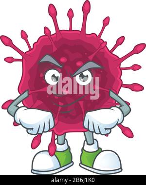 Ein Symbol des COVID19-Maskottchens mit selbstbewusster Geste Stock Vektor