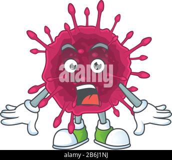 Ein Maskottchendesign von COVID19, das eine überraschende Geste macht Stock Vektor