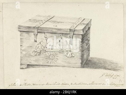 Der Sarg, in dem die Hostie des Wunders von Amsterdam Sketch der Kiste aufbewahrt wurde, wo die Wundersame Hostie Amsterdam zuerst gelegt wurde. Die Schachtel, in der die heilige Eucharistie am besten erhalten würde. Hersteller des Miracle des Amsterdamer Künstlers John Dilhoff dating von 1763-664 Physische Merkmale: Schwarzes Kreidematerial: Chalk-Papier Abmessungen: H 150 mm × W 211 mmToelichtingKraftwerk zur Illustration in J. Wagenaar Amsterdam, in sein entstehen, Wachstum, Geschichte, Privilegien, Handel, Gebäude, Kirchenstaat, Schulen von, Schutterye, Zünfte und Regierung gepresst, 4 Teile, etc. Ist Stockfoto