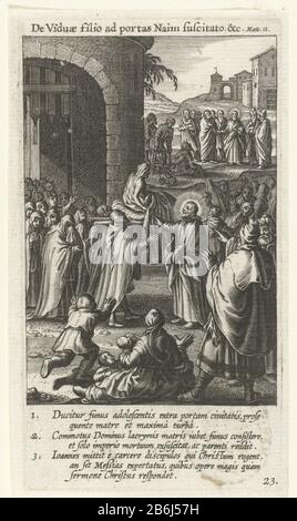 Der Opwekking van zoon van de weduwe You to the Gates of Naim Naim, der Sohn der Witwe hob Sec (titel op object) die Leidenschaft und den Tod von Jesus Christus (serietitel) Die Auferstehung des Sohnes der Witwe NainDe viduae filio ad shaft Naim suscitato & c (Titelobjekt) auf. Vitae passionis et mortis Jesu Christ (Serientitel) Objektart: Bilderbuch-Illustration Serial Nr. 23 / 76Objektnummer: RP P-BI 2128Catalogusreferentie: Hollstein Dutch 32 Aufschriften / Marken: Sammlermarke, links unten, gestempelt: Lugt 240 Hersteller: Druckmaschine: Boëtius Adamsz. Bolswertnaar eigenes Design: Boëtius A Stockfoto
