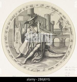 Der reiche Mann spielt Geige auf einem jawbone flämischen Sprichwort (Serientitel), einem reichen Mann, der mit einem Fellmantel bekleidet ist und auf einem Kieferknochen sitzt, Geige auf einem Kieferknochen. Die Umgehung der Leistungsbeschreibung und der Spruch in den Nederlands. Hersteller : Druckerhersteller John Wierix (denkmalgeschütztes Gebäude), entworfen von Pieter Bruegel (I) Herstellung: Antwerpen Datum: 1566 - 1570 Physikalische Merkmale: Fahrzeugmaterial: Papiertechnik: Engraa (Druckverfahren) Maße: Plattenkante: D 180 mm Betreff: Geige, Geige (+ Variante) Sprichwörter, Sprichwörter usw. Stockfoto