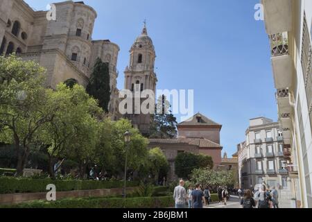 Kathedrale von Málaga, Turm von Cister Street, Malaga, Spanien Stockfoto