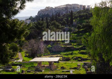 Der Parthenon von Thissio im Zentrum Athens Griechenland aus gesehen Stockfoto