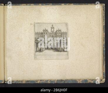 Dekoration mit einem Palastdruck ist Teil eines Albums. Hersteller : Druckhersteller: Anonymer Standort Herstellung: Italien Datum: CA. 1.750 Material: Papiertechnik: Ätzmaße: Plattenkante: H 85 mm × 85 b mmToelichtingDie Abbildung ist Teil eines Satzes von mindestens dreizehn Drucken mit Dekorontwerpen. Betrifft: Bühnenbild  Palast Stockfoto