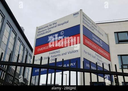 Eingang zum Krankenhaus Western General in Edinburgh Stockfoto